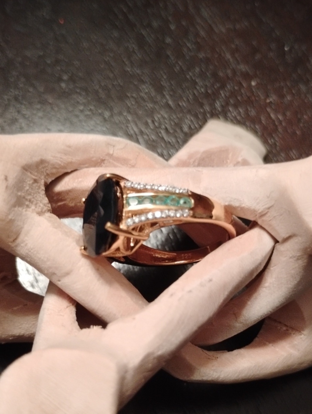 Blue Sapphire Multi Gemstone Ring In 18k Vermeil YG Over Sterling Silver - Picture 4 of 7